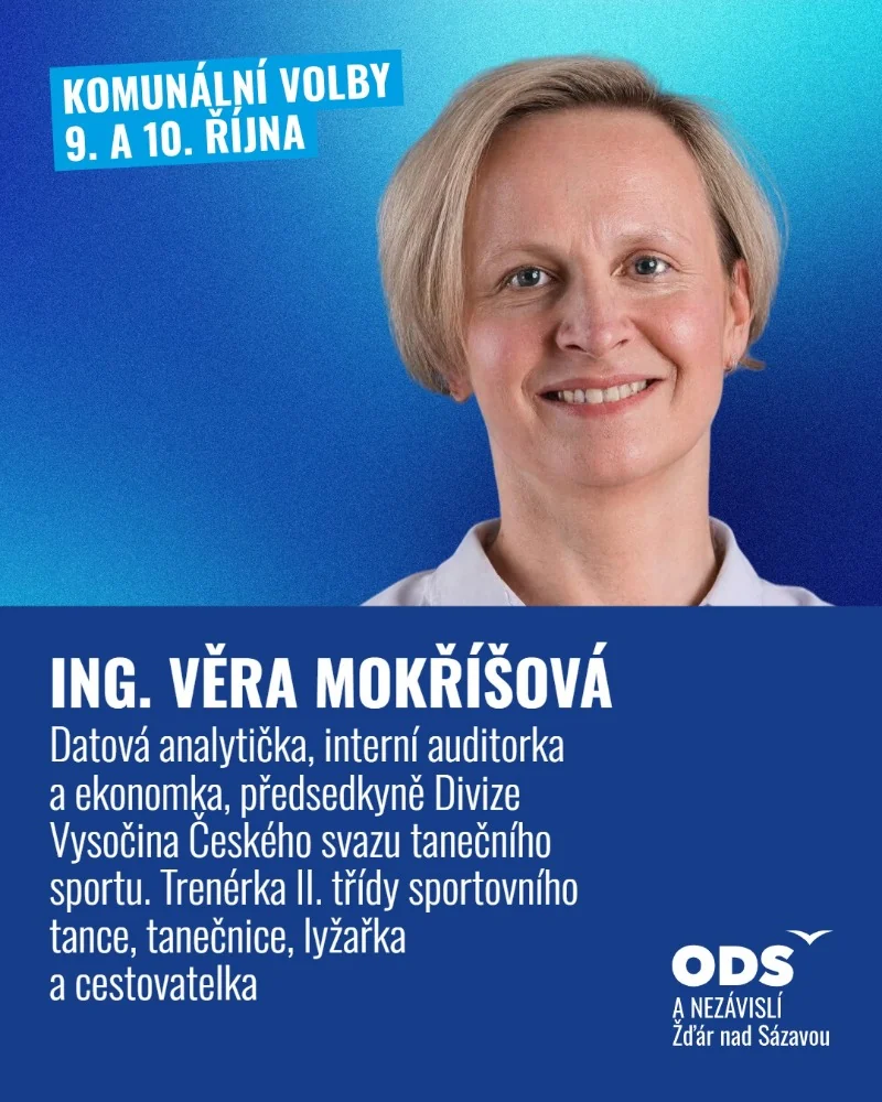 Kampaňová grafika lídryně kandidátky Ing. Věry Mokříšové